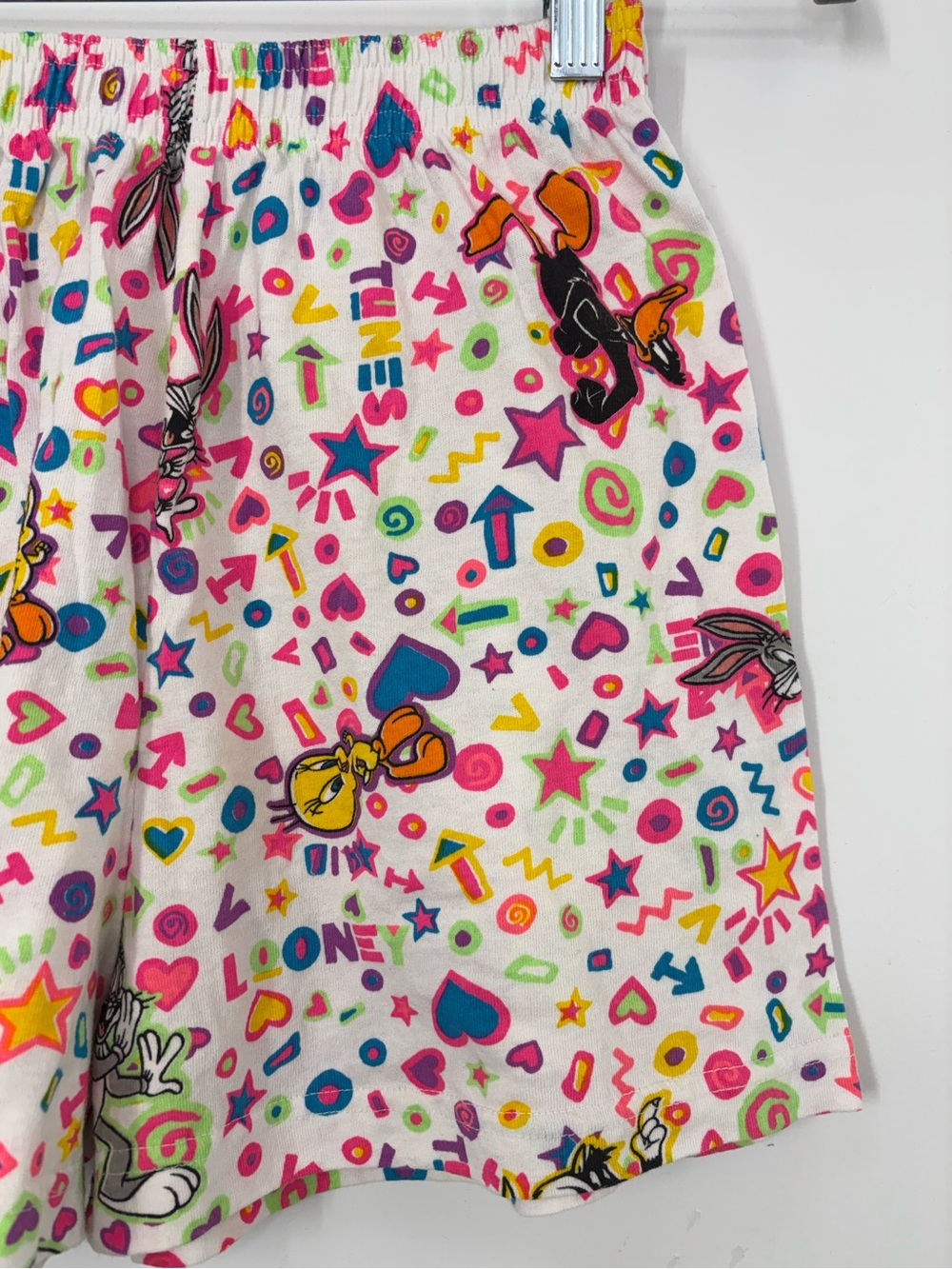 Vintage ‘90s Looney Tunes High-Waisted Sleep Shorts Neon Boxer Women Medium